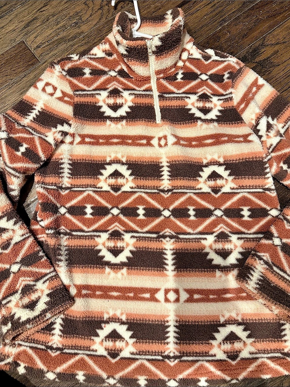 Aztec Fleece Pullover in Brown & Pink Size Small